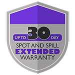 30-day spot and spill warranty badge